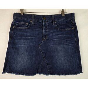 GAP Jean Skirt Women's Size 28 / 6  Dark Blue Denim Button Fly Cut Off Skirt